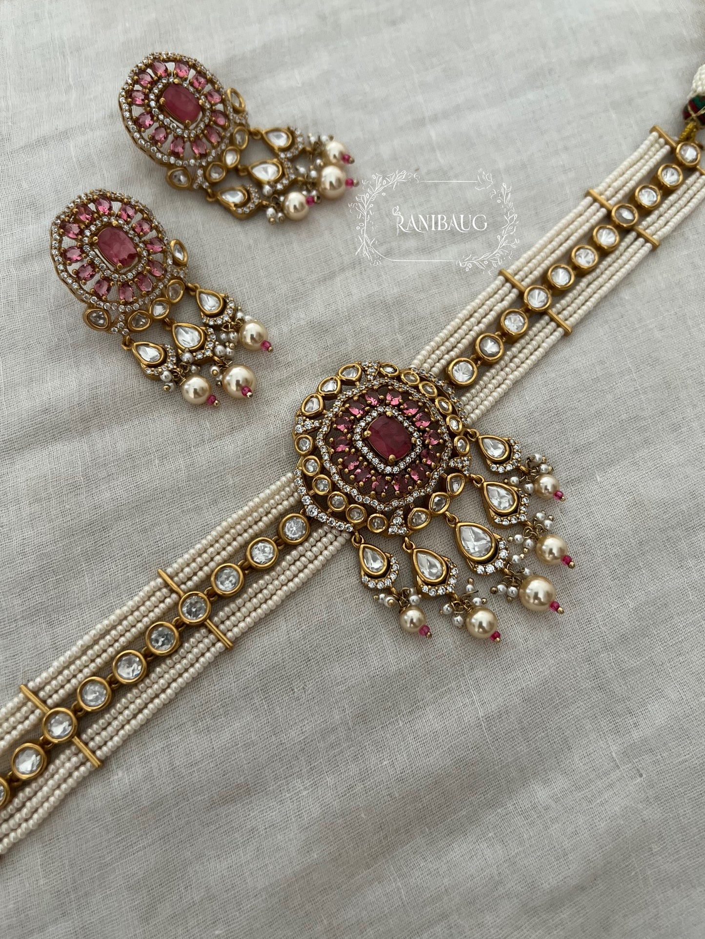 Vamika Royal Polki Kundan Pearl Adorned Pastel Hues Festive Choker Set By Ranibaug | The Royal Wedding Collection 2026