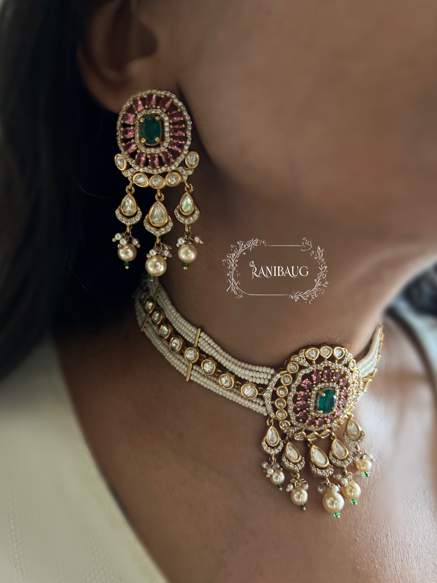 Vamika Royal Polki Kundan Pearl Adorned Pastel Hues Festive Choker Set By Ranibaug | The Royal Wedding Collection 2026