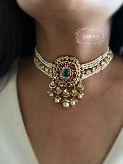 Vamika Royal Polki Kundan Pearl Adorned Pastel Hues Festive Choker Set By Ranibaug | The Royal Wedding Collection 2026