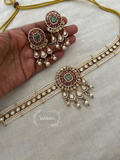 Vamika Royal Polki Kundan Pearl Adorned Pastel Hues Festive Choker Set By Ranibaug | The Royal Wedding Collection 2026