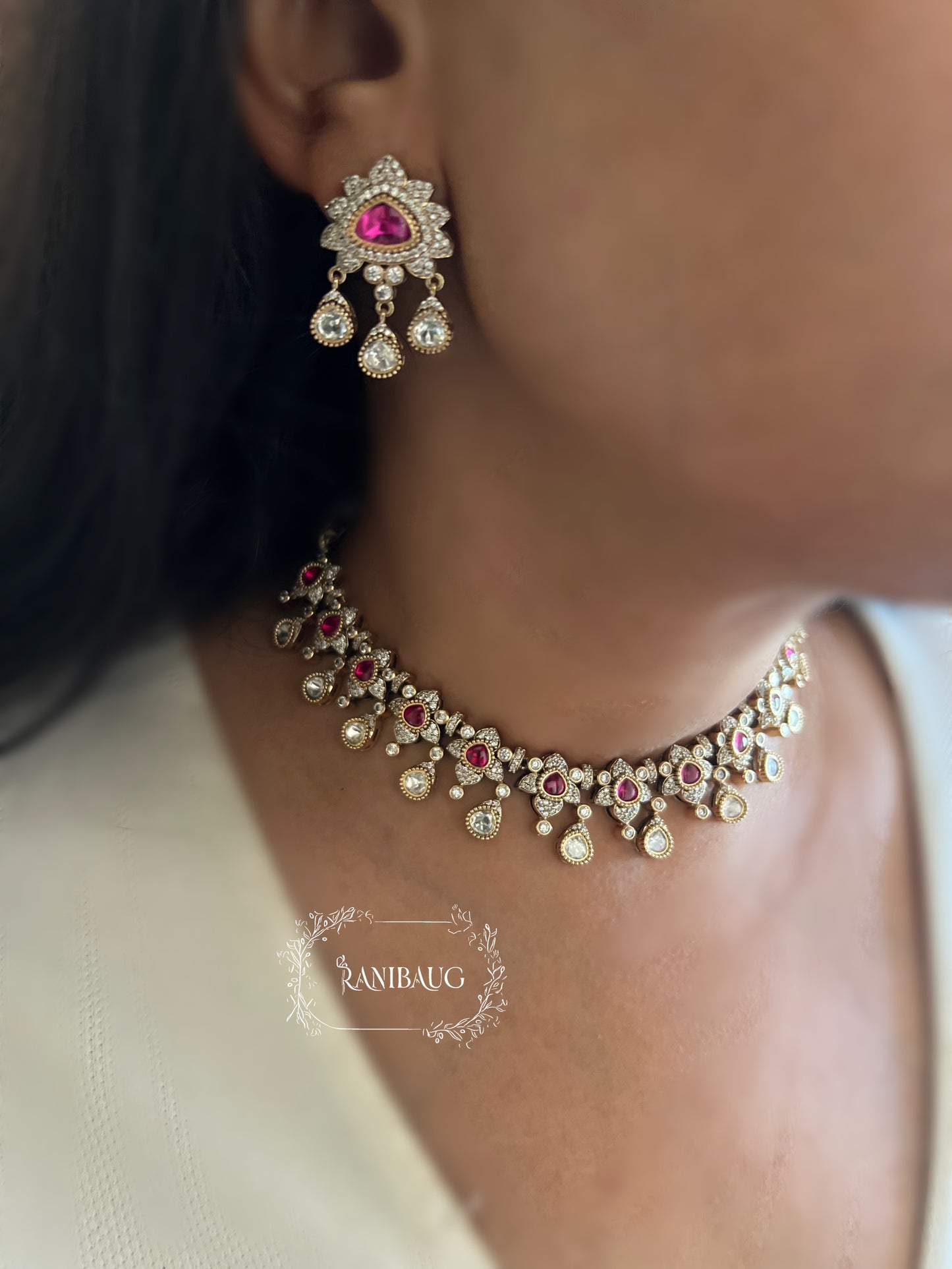 Vanika Minimal Yet Sophisticated Floral And Sparkling Polki Kundan Teardrops Necklace Set By Ranibaug | Latest Jewellery Collection 2025 2026