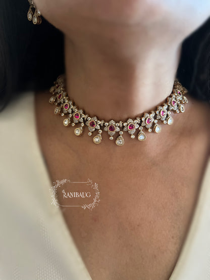Vanika Minimal Yet Sophisticated Floral And Sparkling Polki Kundan Teardrops Necklace Set By Ranibaug | Latest Jewellery Collection 2025 2026