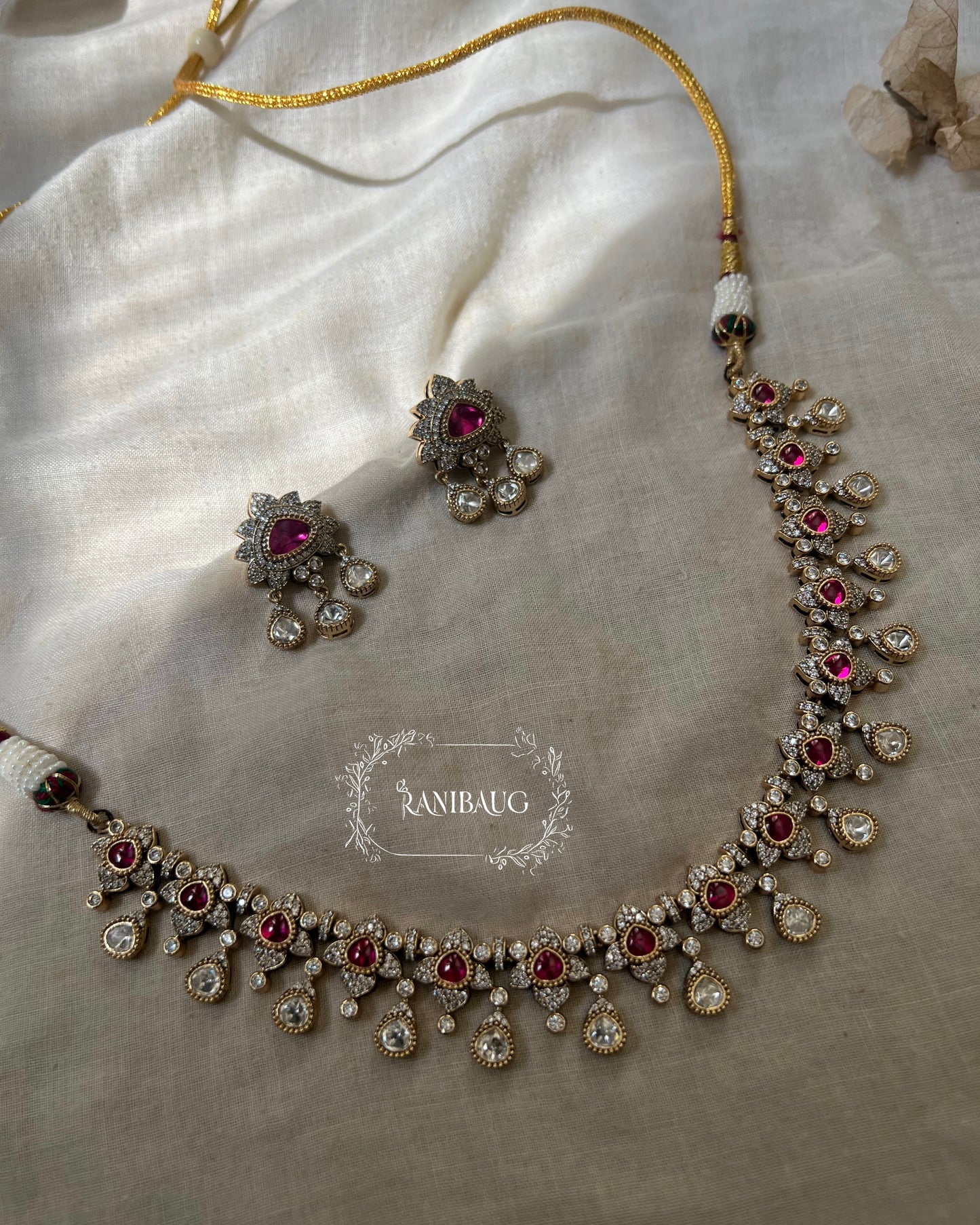 Vanika Minimal Yet Sophisticated Floral And Sparkling Polki Kundan Teardrops Necklace Set By Ranibaug | Latest Jewellery Collection 2025 2026