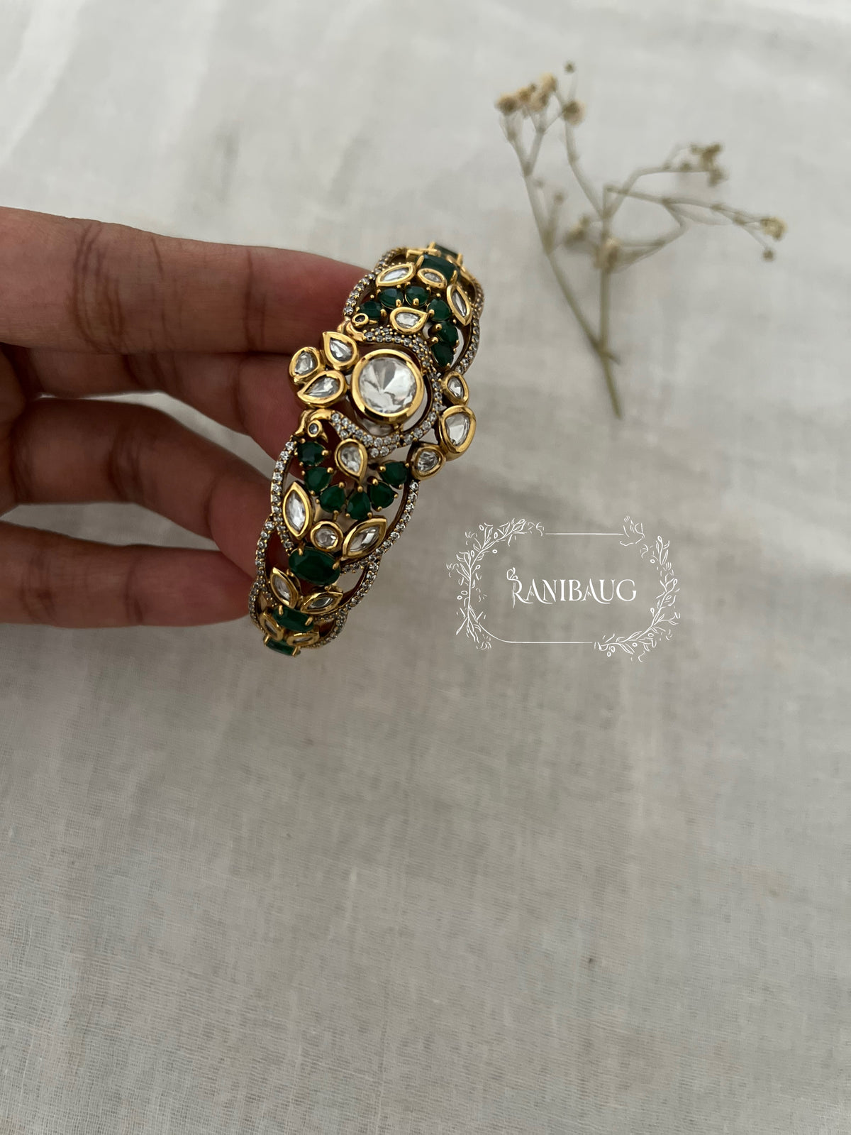 Vanika Polki Leaf Royal Designer Festive Bracelet By Ranibaug
