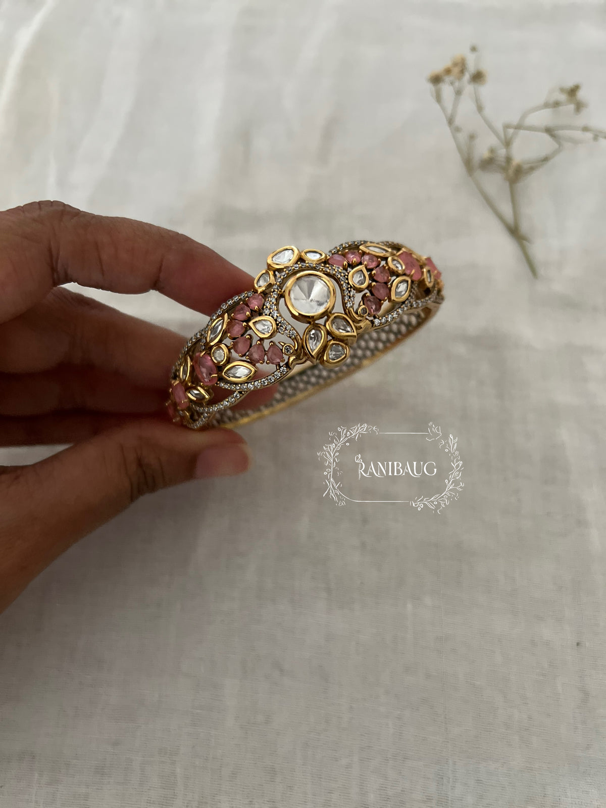 Vanika Polki Leaf Royal Designer Festive Bracelet By Ranibaug