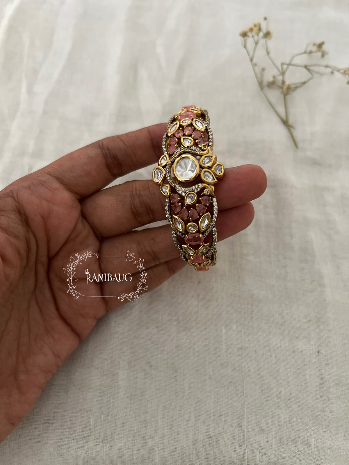 Vanika Polki Leaf Royal Designer Festive Bracelet By Ranibaug