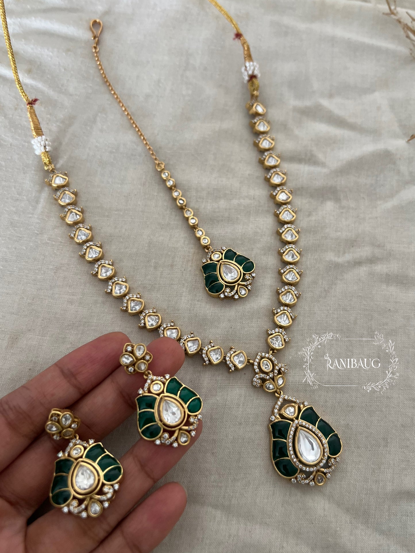 Vanshika Festive Latest Gold Plated Polki Necklace Pendant Set By Ranibaug | Diwali Wedding 2025