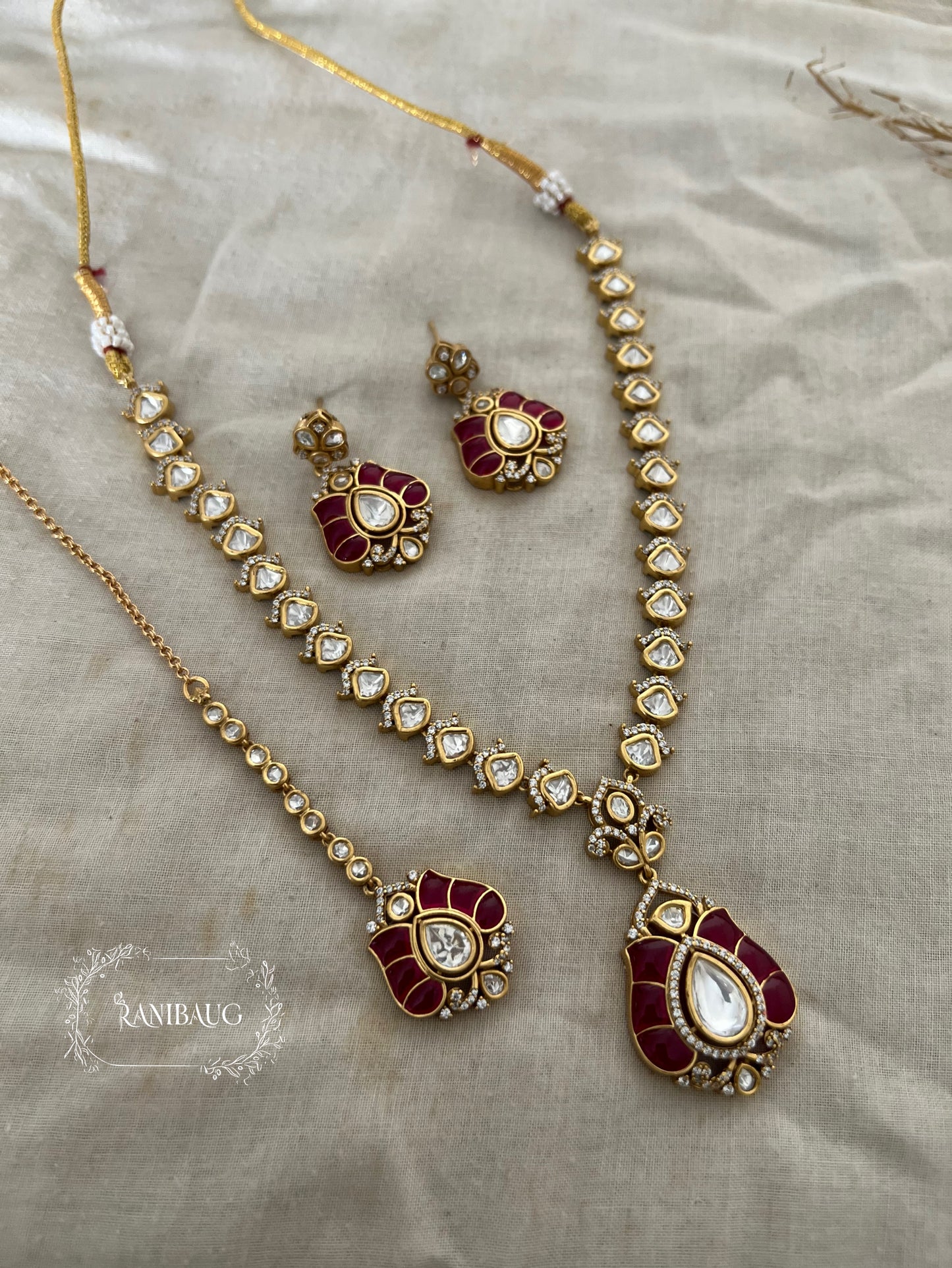 Vanshika Festive Latest Gold Plated Polki Necklace Pendant Set By Ranibaug | Diwali Wedding 2025