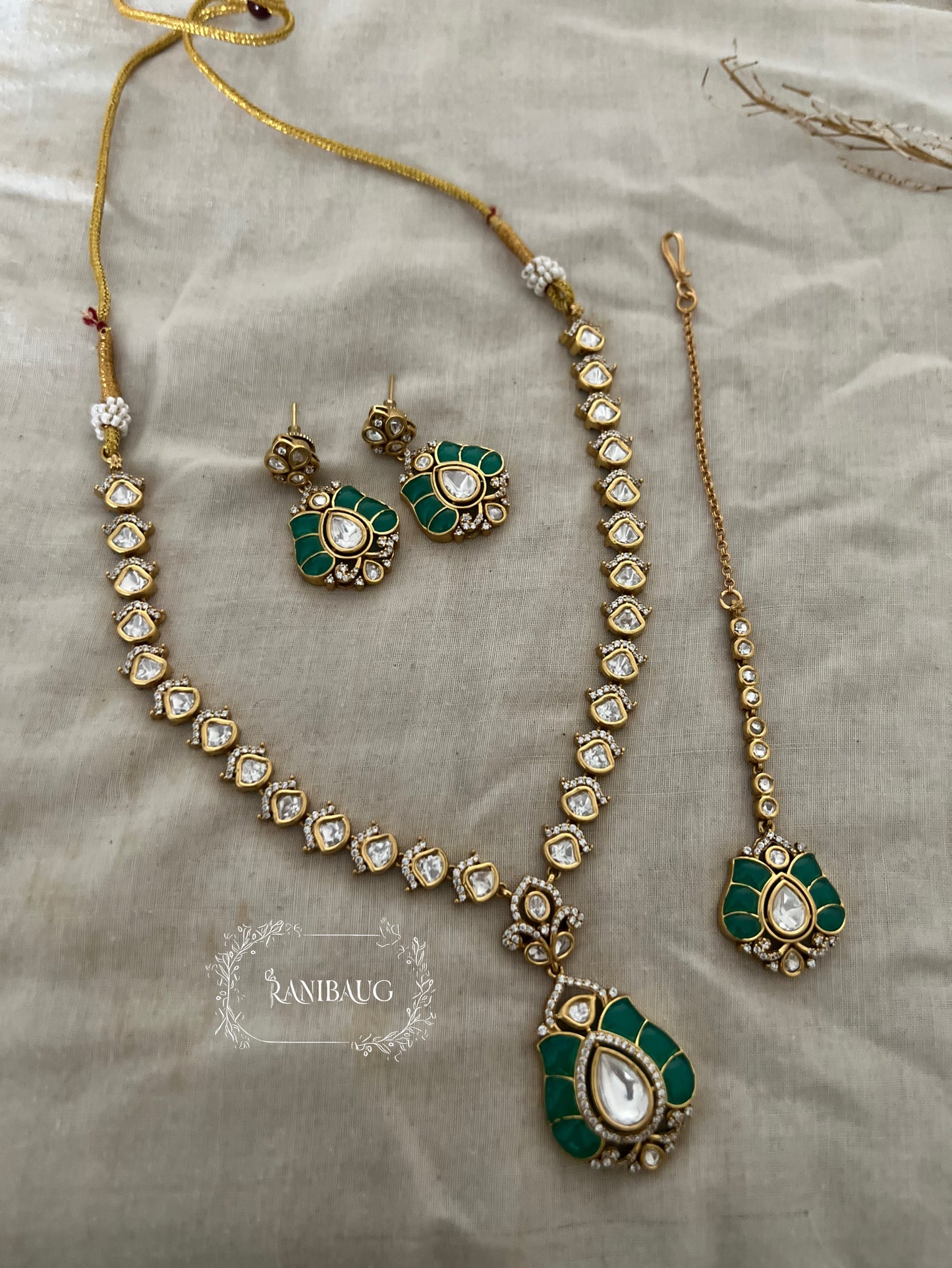 Vanshika Festive Latest Gold Plated Polki Necklace Pendant Set By Ranibaug | Diwali Wedding 2025