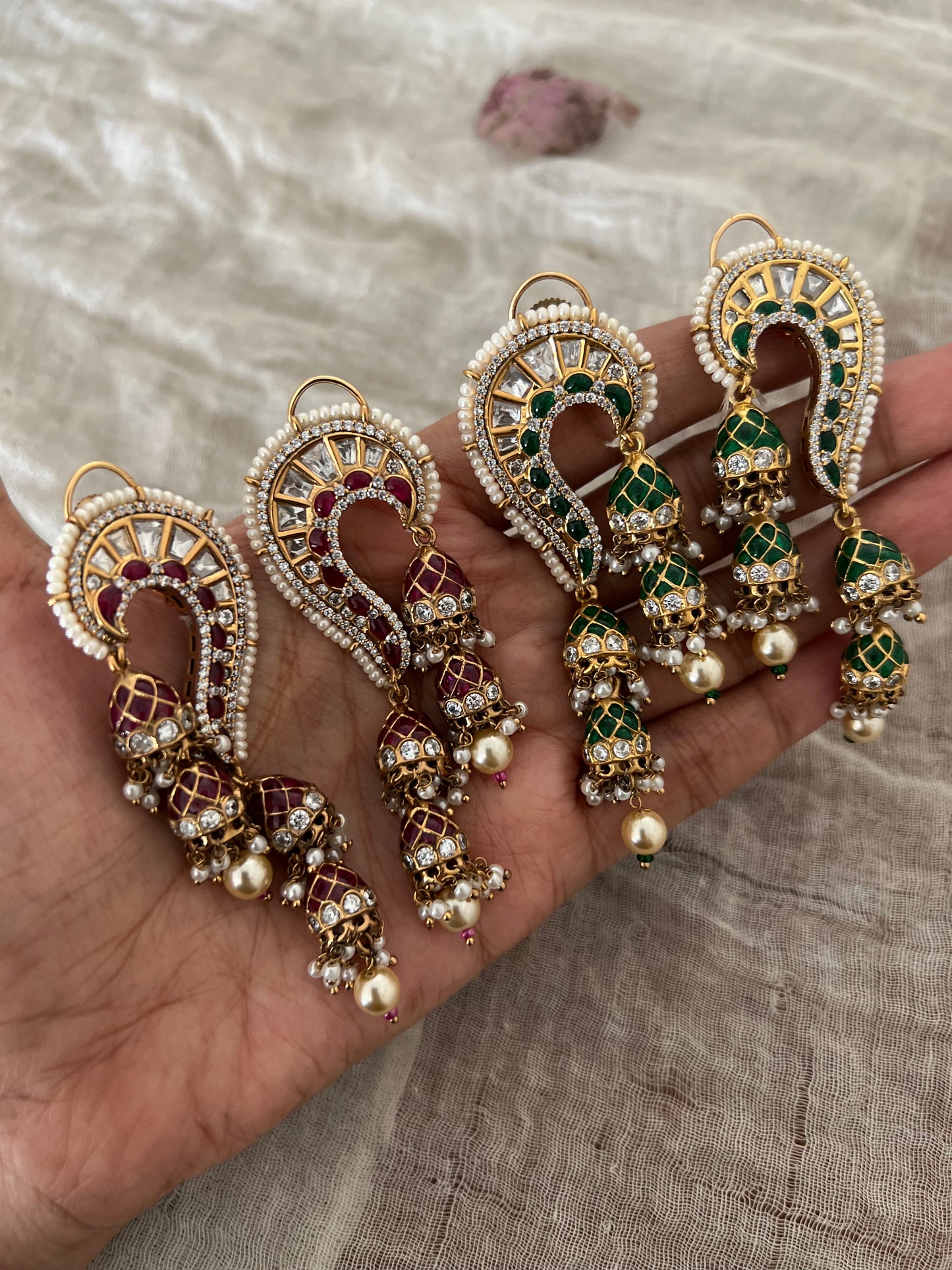 Vanya Meenakari Earrings With Small Dangling Jhumki | Ranibaug