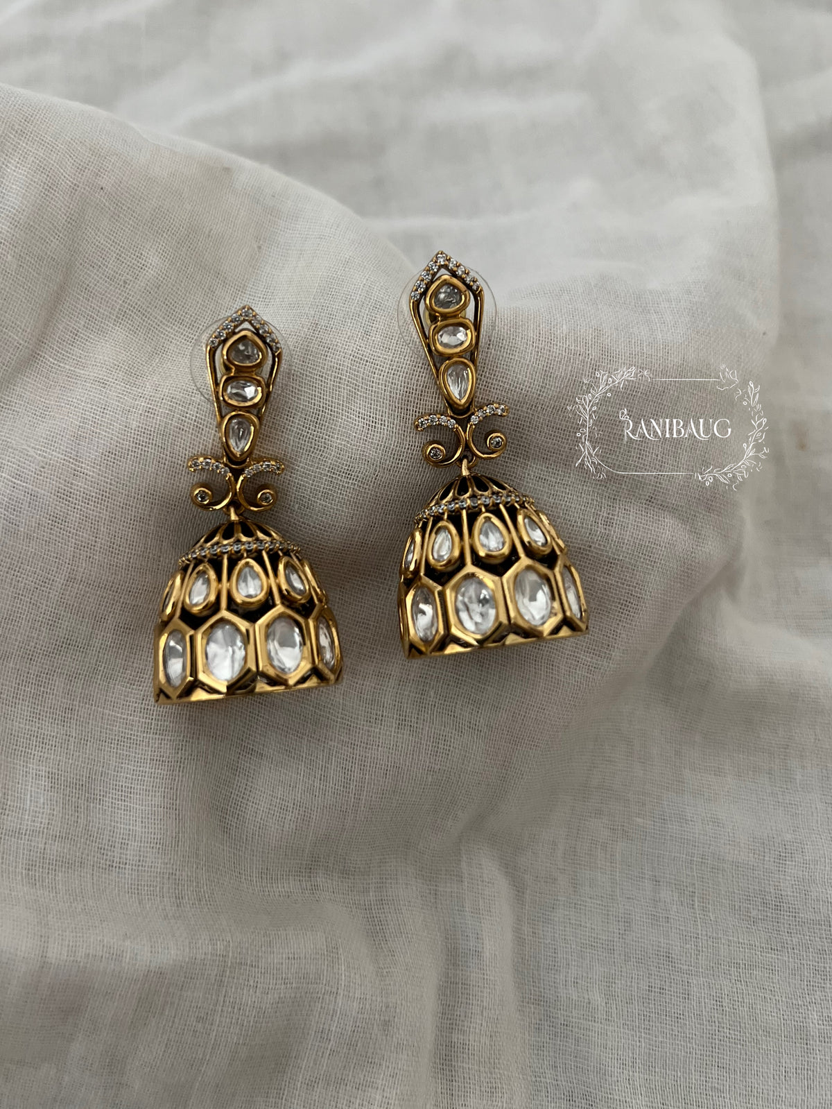 Varika Polki Kundan Traditional Festive Jhumkas By Ranibaug