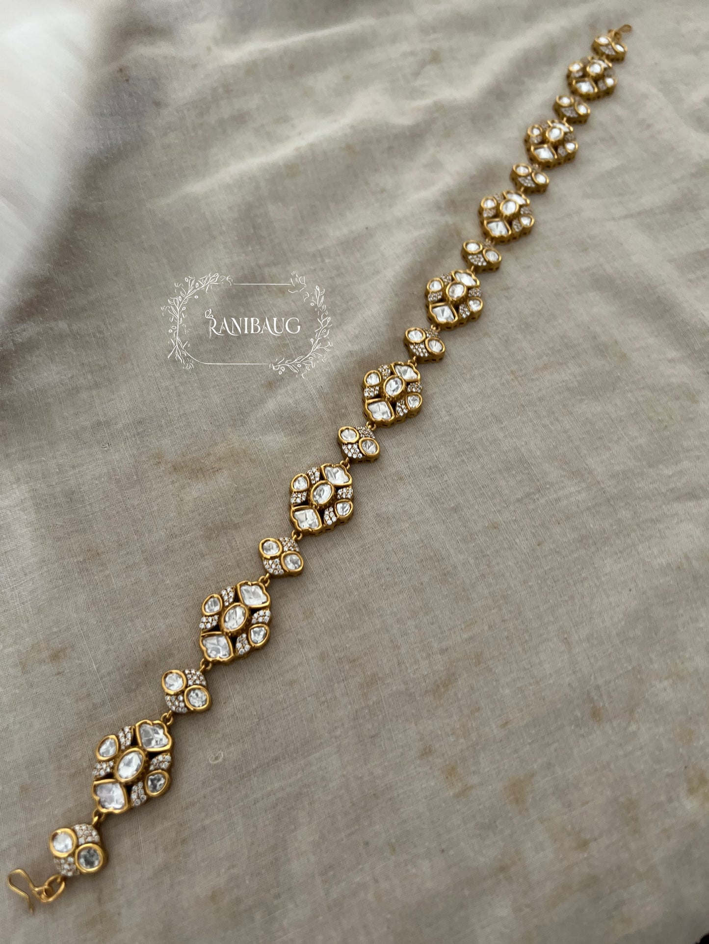 Varnika Kundan And Zirconia Minimal Sheesh Patti Hair Jewelry In Premium Gold Finish By Ranibaug