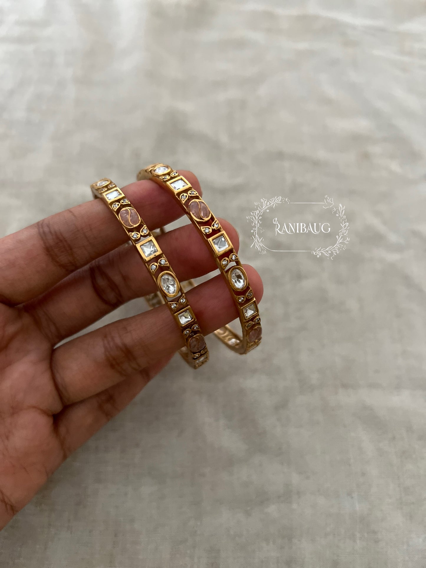 Vihana Polki Designer Leaf Motifs Statement Bangles Jewelry By Ranibaug