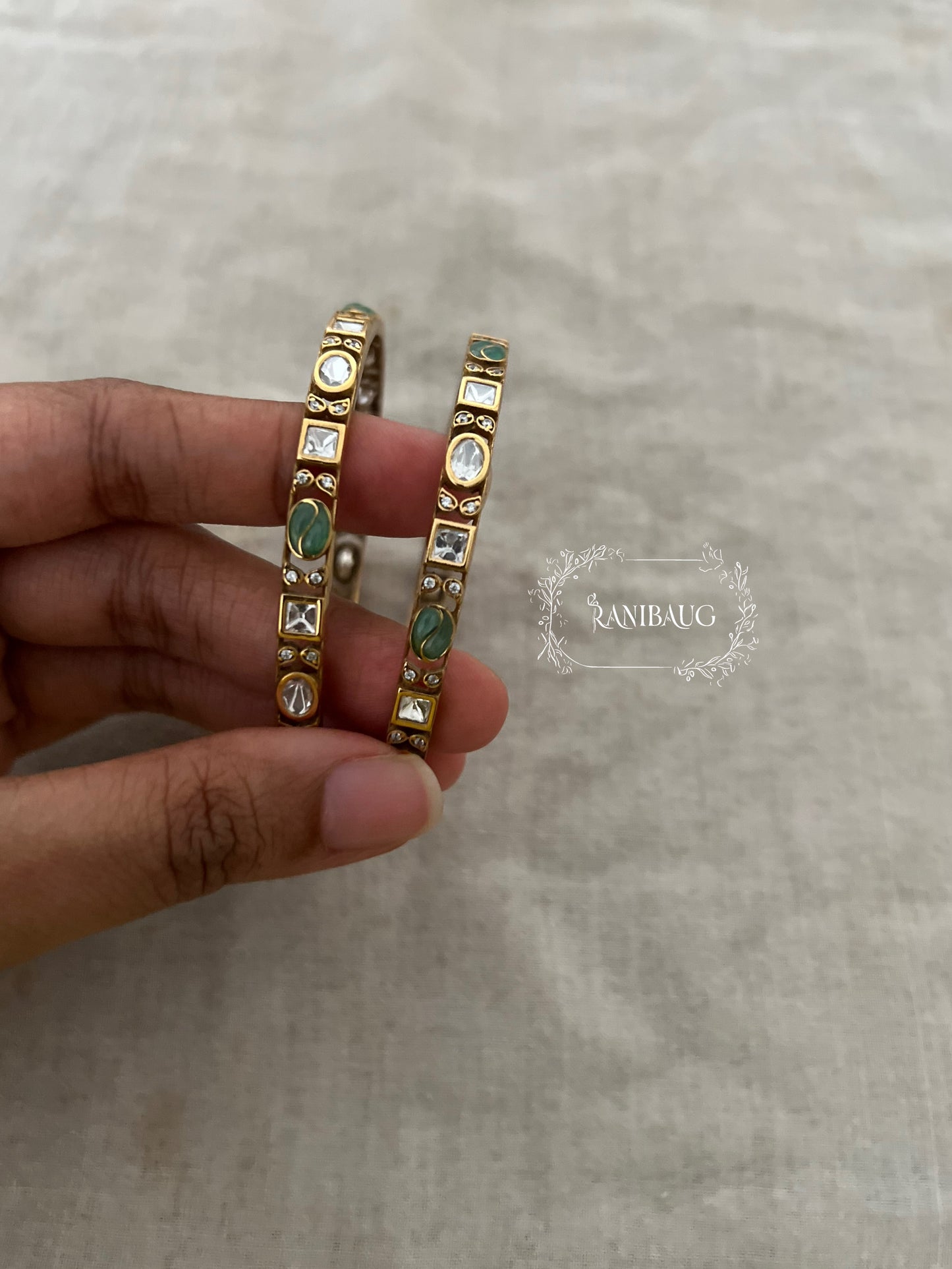 Vihana Polki Designer Leaf Motifs Statement Bangles Jewelry By Ranibaug