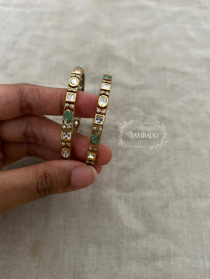 Vihana Polki Designer Leaf Motifs Statement Bangles Jewelry By Ranibaug
