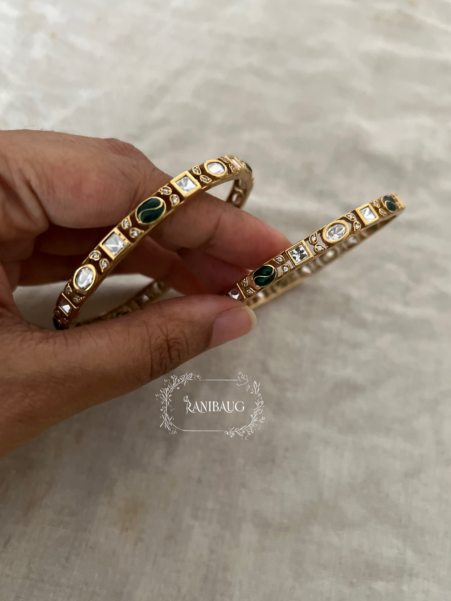 Vihana Polki Designer Leaf Motifs Statement Bangles Jewelry By Ranibaug