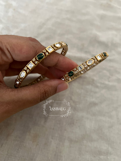 Vihana Polki Designer Leaf Motifs Statement Bangles Jewelry By Ranibaug