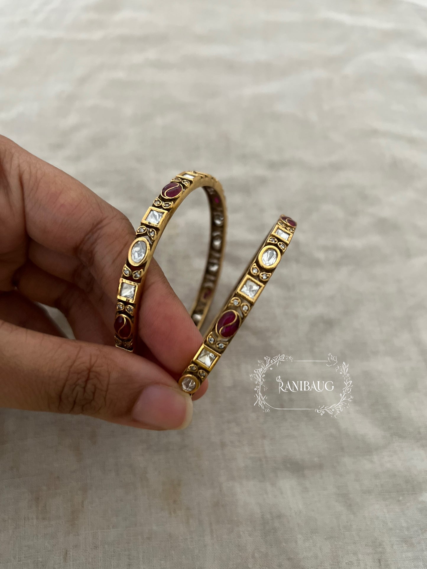 Vihana Polki Designer Leaf Motifs Statement Bangles Jewelry By Ranibaug