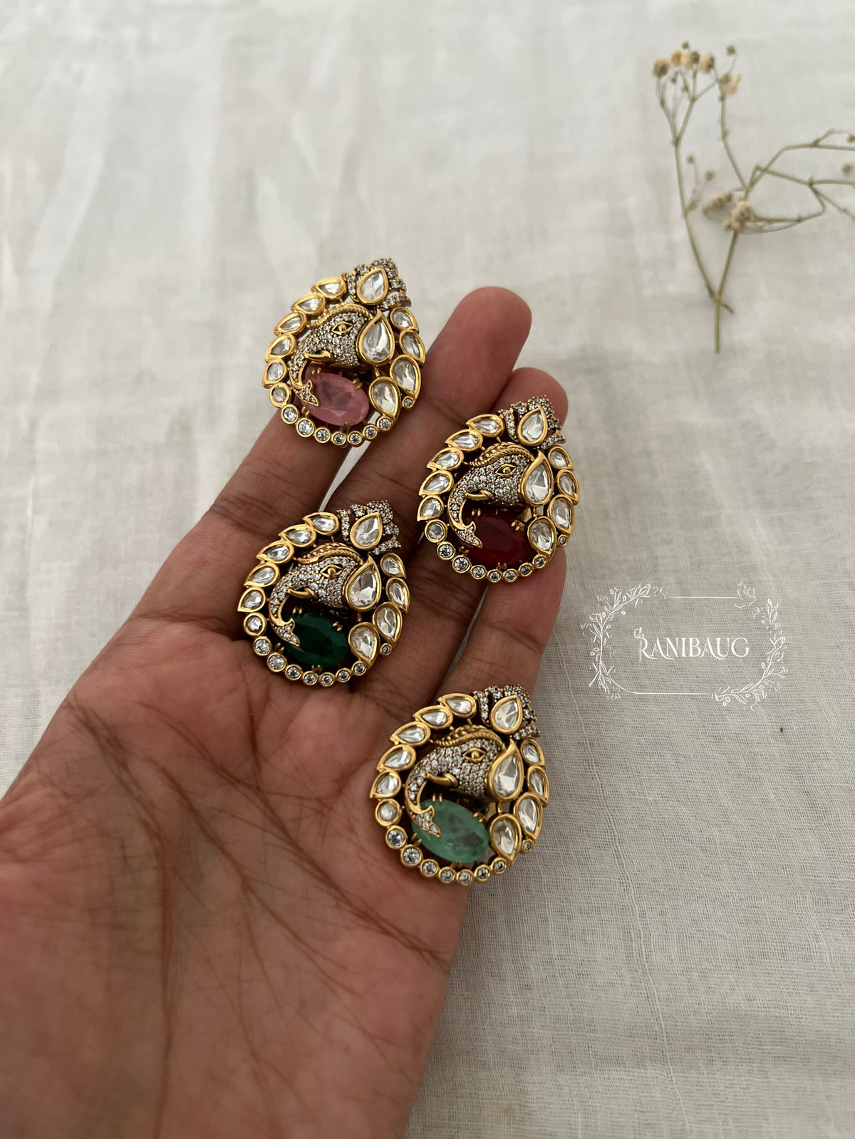 Vinayaka Polki Kundan Gold Finish Ganesha Inspired Traditional Festive Indian Ring By Ranibaug