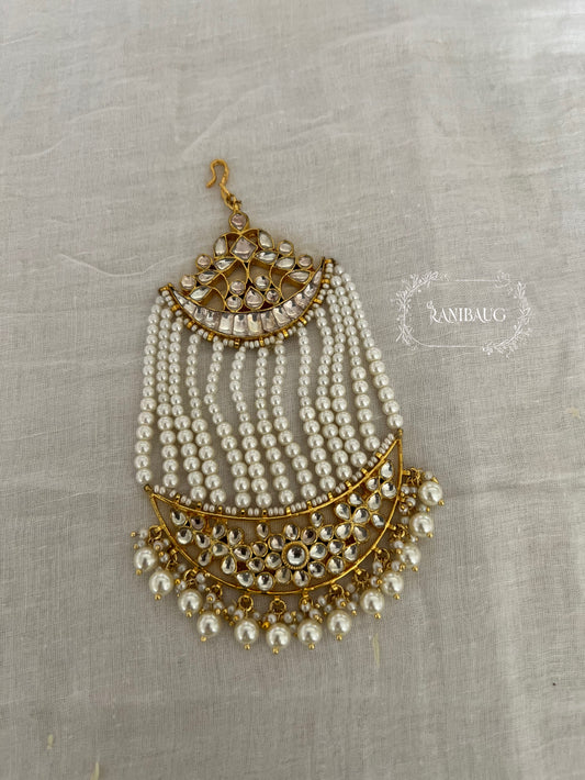 Viraasat Royal Mossainite Kundan Studded Creamy Pearl Adorned Rich Gold Finish Passa By Ranibaug