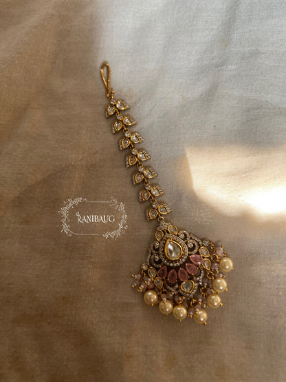 Virana Royal Polki Kundan Premium Gold finish Maang Tikka By Ranibaug