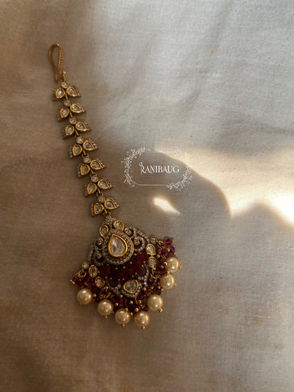 Virana Royal Polki Kundan Premium Gold finish Maang Tikka By Ranibaug