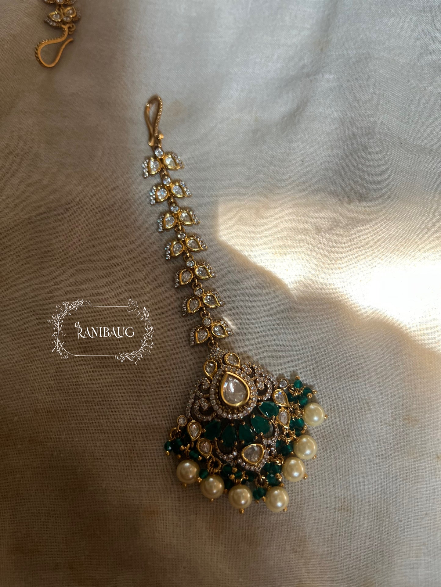 Virana Royal Polki Kundan Premium Gold finish Maang Tikka By Ranibaug