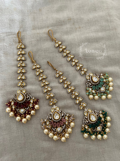 Virana Royal Polki Kundan Premium Gold finish Maang Tikka By Ranibaug