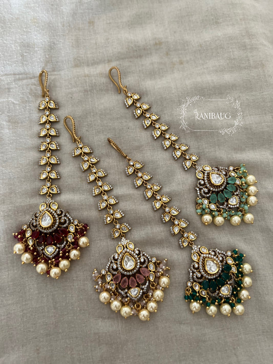 Virana Royal Polki Kundan Premium Gold finish Maang Tikka By Ranibaug