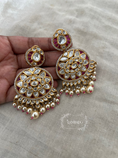 Visakha Royal Pearl Kundan Chandbali Earrings By Ranibaug