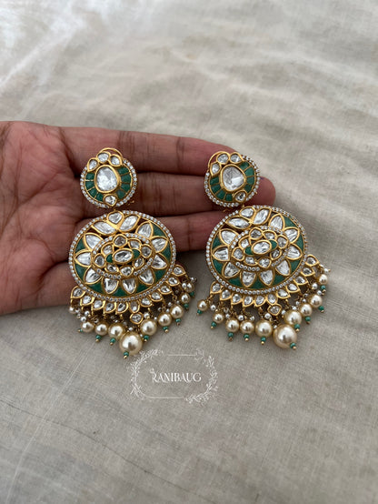 Visakha Royal Pearl Kundan Chandbali Earrings By Ranibaug