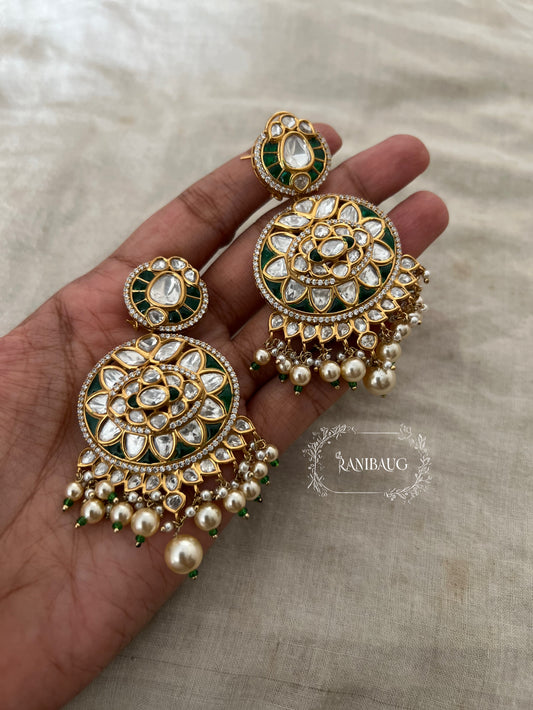 Visakha Royal Pearl Kundan Chandbali Earrings By Ranibaug