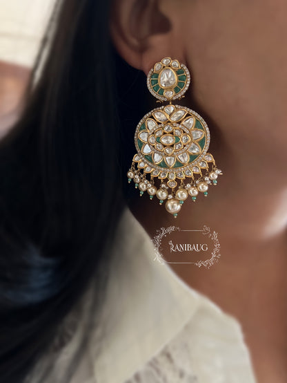 Visakha Royal Pearl Kundan Chandbali Earrings By Ranibaug