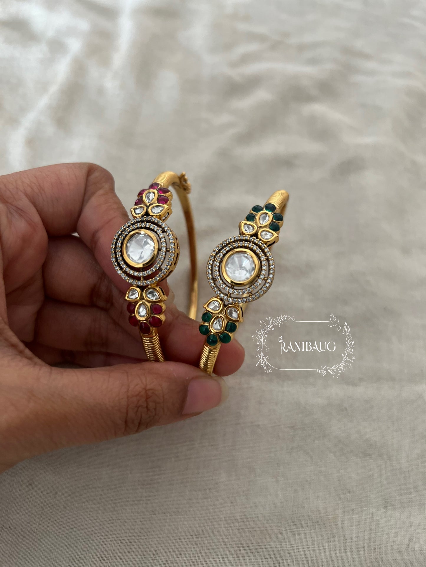 Vritika Polki Kundan Gold Bracelet India By Ranibaug | India Cuff Bracelet