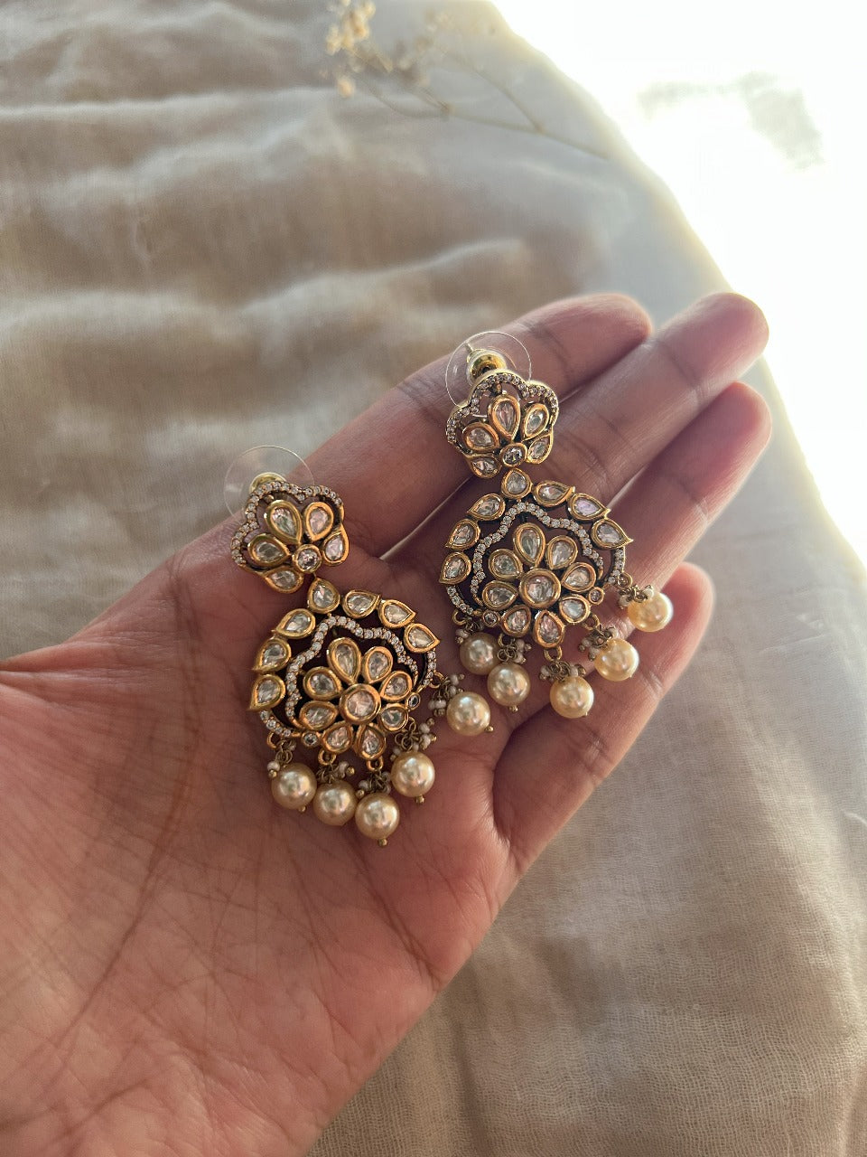 Samyati Cute Diamond And Pearl Earrings | Ranibaug
