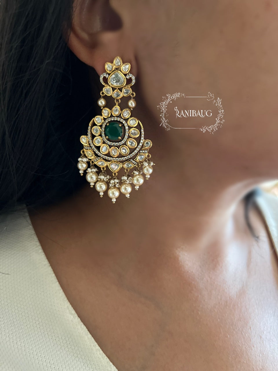 Aaradhya Premium Gold Plated Kundan Chandelier Earrings | Ranibaug