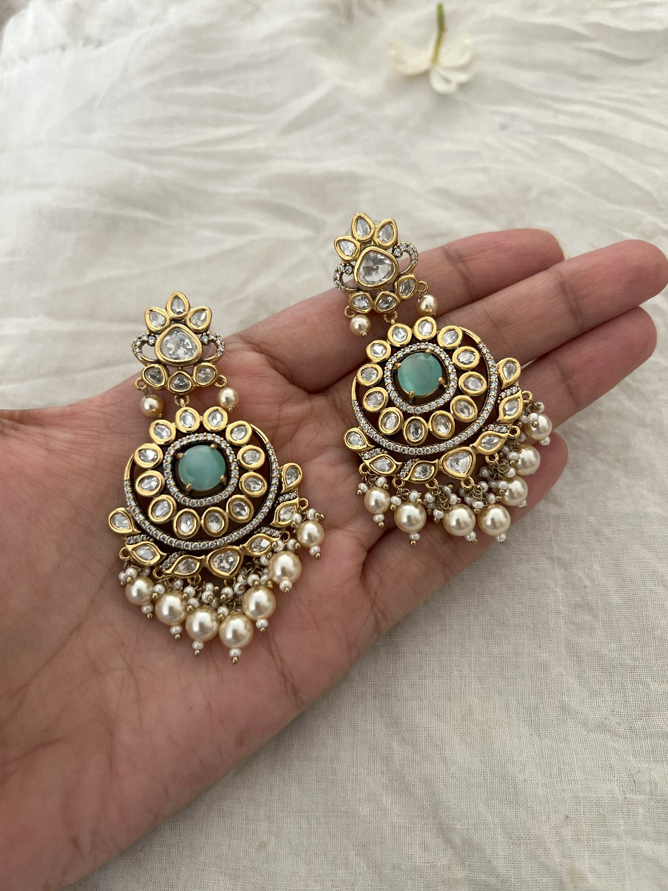 Aaradhya Premium Gold Plated Kundan Chandelier Earrings | Ranibaug