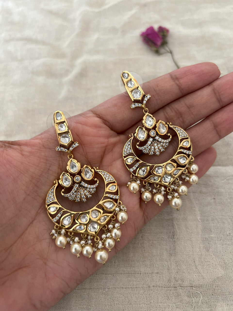 Ranibaug Shringar Polki Gold Earrings Dangler