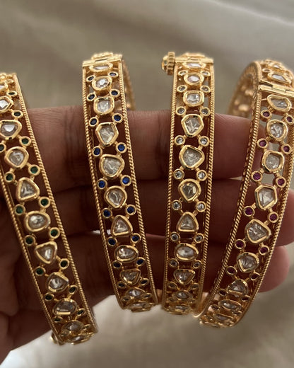 Ridhima Antique Kundan Premium Gold Bangles By Ranibaug