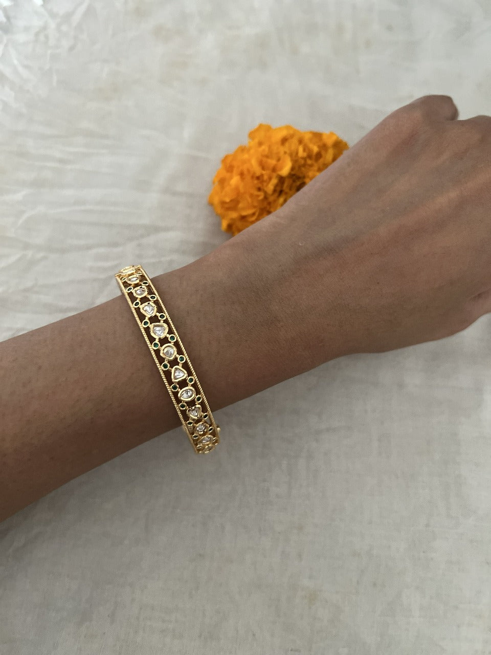 Ridhima Antique Kundan Premium Gold Bangles By Ranibaug