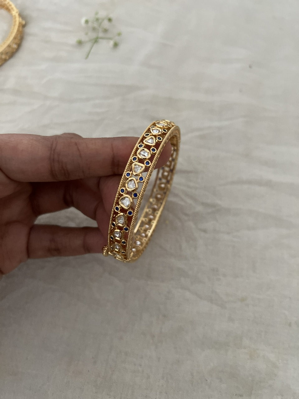 Ridhima Antique Kundan Premium Gold Bangles By Ranibaug