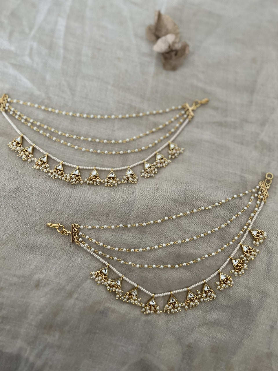 Mihira Gold And Pearl Trendy Hair Chain Jewelry By Ranibaug