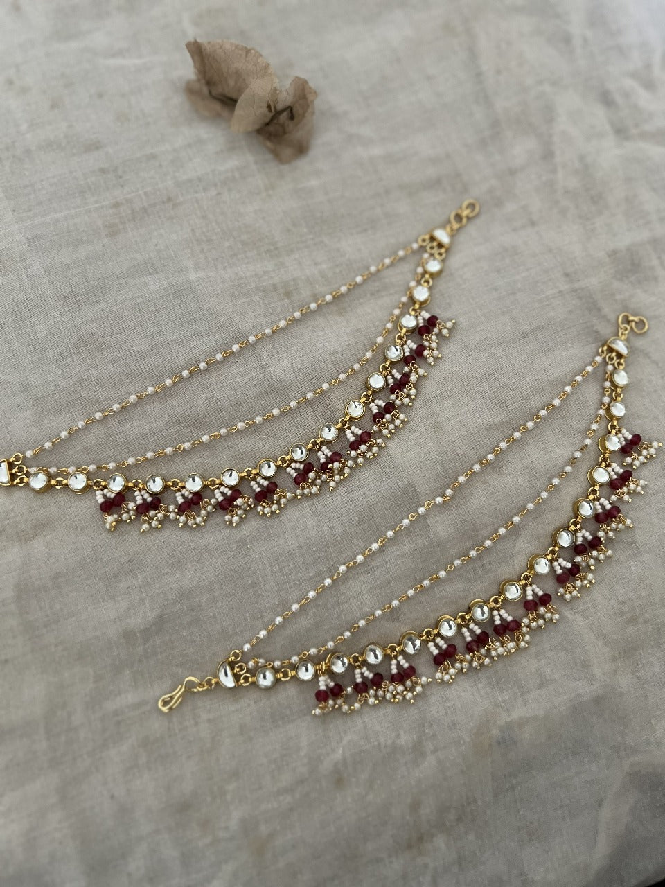 Isha Polki Kundan Gold Hair Chain Jewellery By Ranibaug