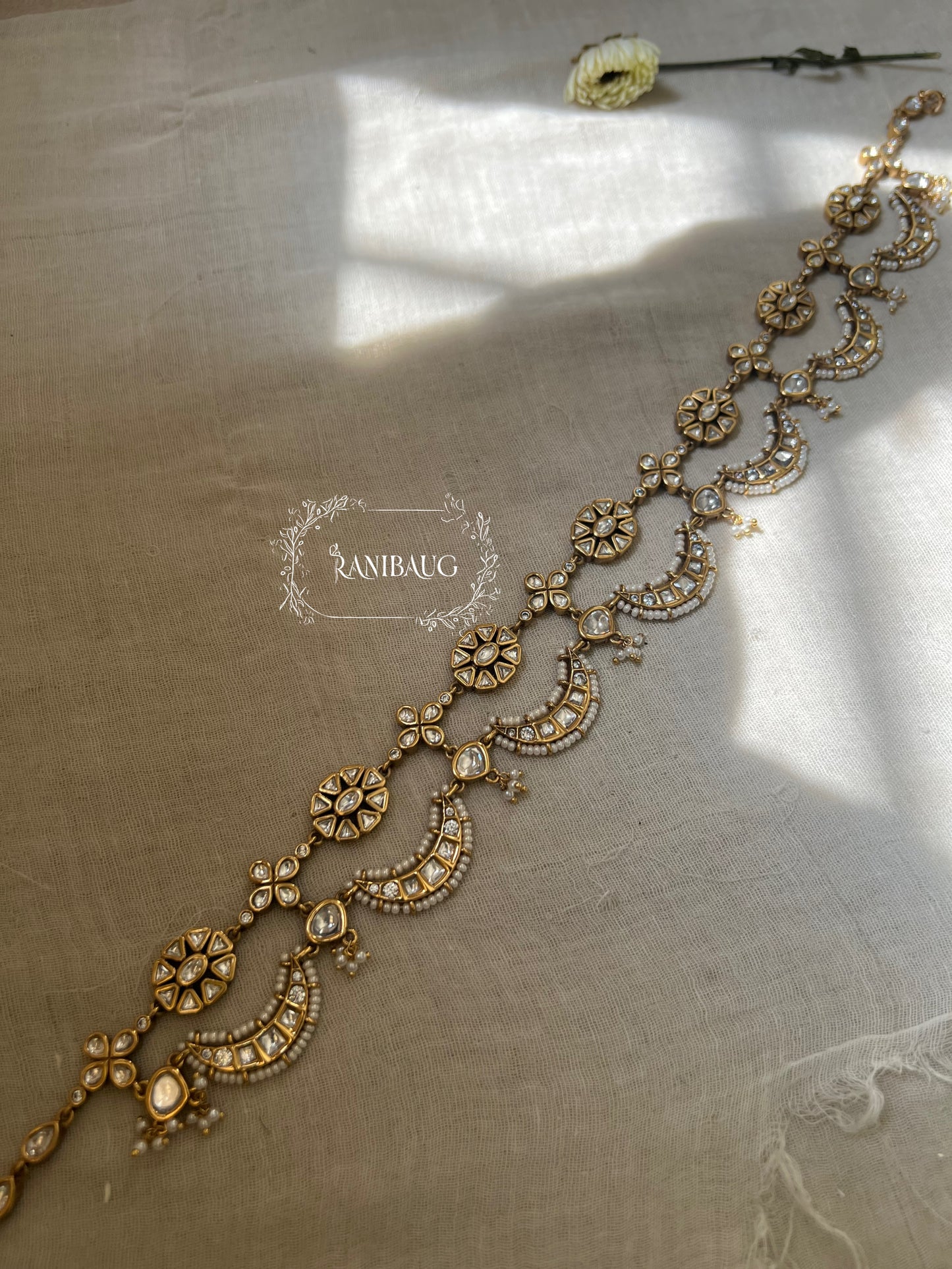 Yamini Gold Plated Kundan Studded Sheeshpatti For Lehenga By Ranibaug