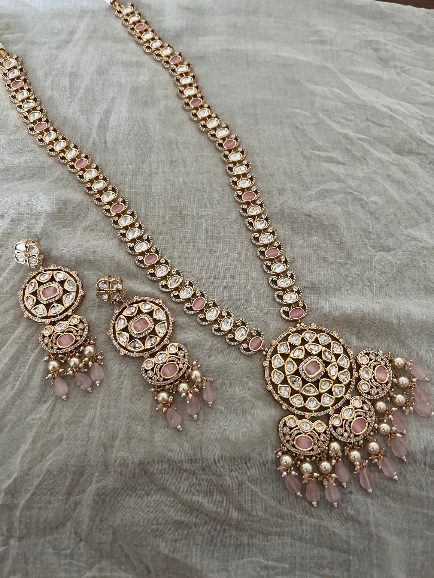 Yashika Long Beaded Polki Kundan Gold Plated Necklace Set By Ranibaug | 2026