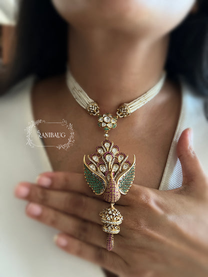 Yukta Peacock Polki Antique Gold Finish Unique Designer Motif Festive Necklace By Ranibaug | The Royal Wedding Collection 2026