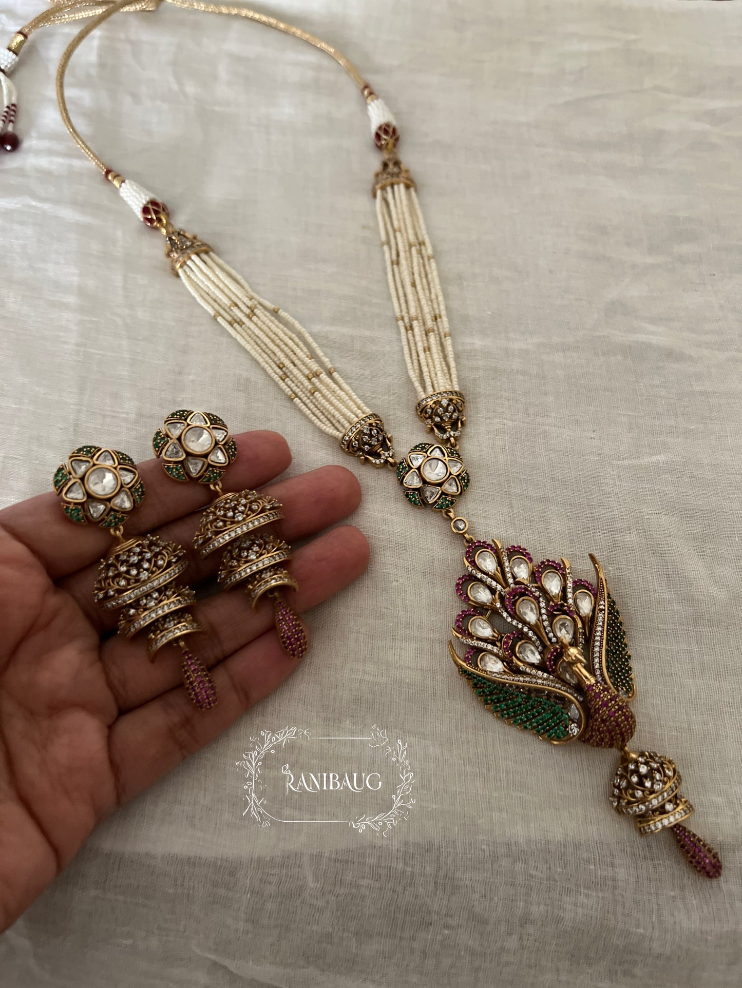 Yukta Peacock Polki Antique Gold Finish Unique Designer Motif Festive Necklace By Ranibaug | The Royal Wedding Collection 2026