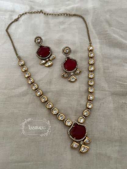 Zeeya Polki Gold Finish Necklace Jewellery Set By Ranibaug