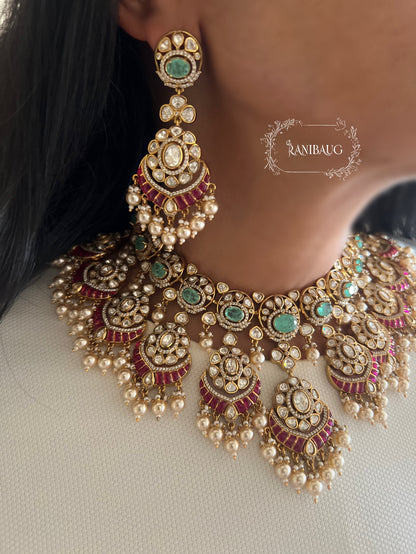 Ziva Vintage Polki Kundan Heavy Jewellery Set For Wedding By Ranibaug