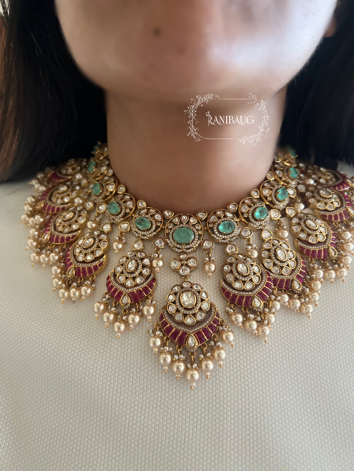 Ziva Vintage Polki Kundan Heavy Jewellery Set For Wedding By Ranibaug